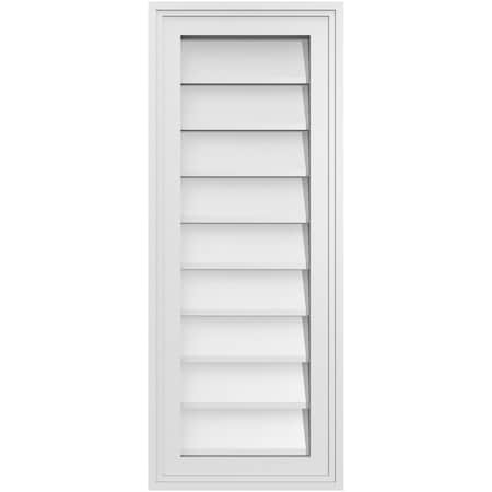 Ekena Millwork Vertical Surface Mount PVC Gable Vnt: Non-Functional, w/2"W x 1-1/2"H, Brickmould Frame, 12"W x 30"H GVPVE12X3002SN